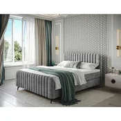 MID.YOU POSTELJA Z VZMETNICO 140 cm  x 200 cm , les, tekstil, leseni material siva