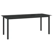 Vidaxl Vrtna miza črna 190x90x74 cm aluminij in steklo