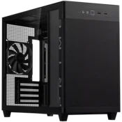 ASUS Prime AP201 Tempered Glass MicroATX Case Black - stylish 33-liter MicroATX case with tool-free side panels, with support for 360 mm coolers, graphics cards up to 338 mm long, and standard ATX PSUs - 90DC00G0-B39010