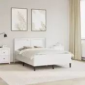 Vidaxl Posteljni okvir z vzmetnico Bela 120 x 190 cm Umetno usnje