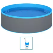 Vidaxl Bazen z visečim lovilcem umazanije s črpalko 350x90 cm siv