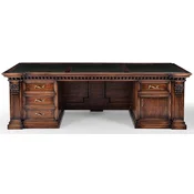 Casa Padrino luxury country style desk brown/black/green 243.5 x 99 x H. 79 cm - Solid wood office table - Country style office furniture - Solid wood office furniture - Luxury office furniture