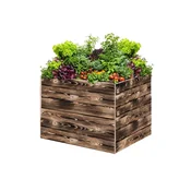 ATMOWOOD Lesena visoka greda 80 x 60 x 60 cm - ožgana