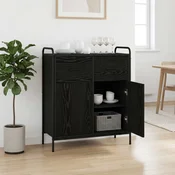 vidaXL Strani šal Črni hrast 97 x 33 x 81 cm Inženirski les