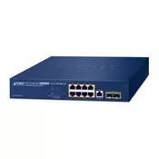 PLANET IPv6/IPv4, 8-Port Upravljano L2/L4 Gigabit Ethernet (10/100/1000) Podrška za napajanje putem Etherneta (PoE) 1U Plavo