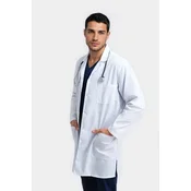 FOR Moški medicinski plašč z dolgimi rokavi MOŠKI BOMBAŽNI BELI PREDPASNIK XL