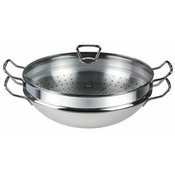 Wok tava s poklopcem Nanjing Fissler + kuhanje na pari umetnuti 35 cm