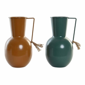 NEW Vaza DKD Home Decor 14.5 x 13 x 24 cm Kovina Oranžna Zelena Gorčica (2 kosov)
