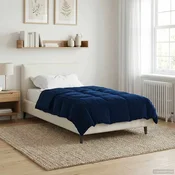 Vidaxl Poletna odeja Šonerisan Temno modra 140 x 220 cm Mikrovlakna