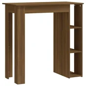 Vidaxl Barska miza s polico rjavi hrast 102x50x103,5 cm iverna pl.