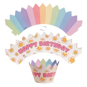 Dekora Košarice za mafine z napisom - Happy Birthday 6 kosov