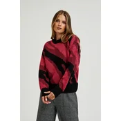 Womens sweater with geometric pattern MOODO - red