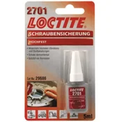 Loctite 2701 blister 5 ml zeleno anaerobno lepilo za kovinske navojne spoje vijakov, zaščita pred rahljanjem zaradi vibracij, visoka trdnost, za kromirane površine, nizka viskoznost