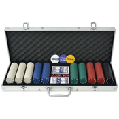 VIDAXL poker s 500 žetoni aluminij, set