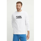 Pamučna dukserica Karl Lagerfeld za muškarce, boja: bijela, s tiskom, 543917.705091
