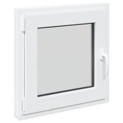 Vidaxl Okno za klet RISOR 60 x 60 cm PVC in steklo Bela