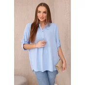 Blouse with a longer back blue