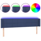 Vidaxl LED posteljno vzglavje modro 203x16x78/88 cm blago