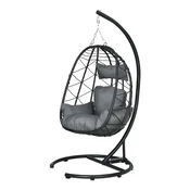 Homestar Viseči stol 102x102x195 cm črne barve z blazino in prevleko