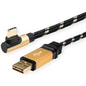 Roline Kabel Kabel USB 2.0, obojestranski USB A(M) - USB C(M), 90° 0,8 m
