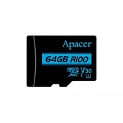 APACER - UHS-I MicroSDHC 64GB V30 + Adapter AP64GMCSX10U7-R