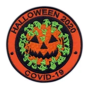 shumee Našitek HALLOWEEN 2020 - virus kot buča - Magnetna podlaga - Vezen našitek/značka/emblem