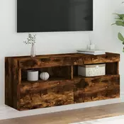 Zidni TV ormaric s LED svjetlima boja hrasta 100x30x40 cm