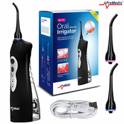 ProMedix brezžični irigator, dentalni, za zobe, 2-delni nastavki, črn, PR-770 B