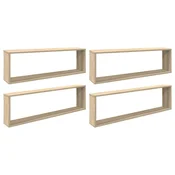 Vidaxl Stenske police kockaste 4 kosi sonoma hrast 100x15x30 cm