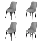 Hanah Home Set 4 trpezarijske stolice Pare Sivo-Crni