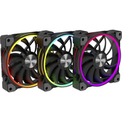 Alpenföhn Alpenföhn 3x Wing Boost 3 ARGB Ventilator za ohišje računalnika Črna, Rdeča-rumena-modra (ŠxVxG) 120x120x25 mm