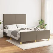 Greatstore Posteljni okvir z vzglavjem taupe 140x200 cm blago