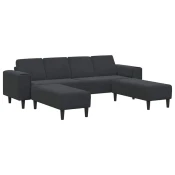 Kauc za dnevni boravak 3 pcs Crna 250 x 188 x 76 cm