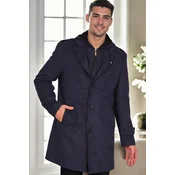 PLT9401 DEWBERRY MENS COAT-PATTERNED NAVY BLUE