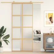 shumee vidaXL Drsna vrata, zlata, 90x205 cm, matirano ESG steklo, aluminij