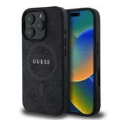 Guess Originalni ovitek GUHMP16LG4GFRK za iPhone 16 Pro - MagSafe - PU Leather - črn