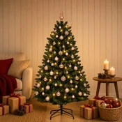 Umetna božična jelka, temno zelena, z bunkicami 150 cm 150 LED