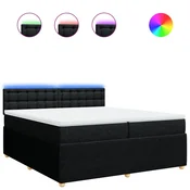 Vidaxl Box spring postelja z vzmetnico črn 200x200 cm blago