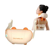 INF Masažer za vrat in ramena z ogrevanjem — 6 masažnih glav Shiatsu, 2000 mAh polnilna, snemljiva in pralna zasnova, oranžna, (5000298804)
