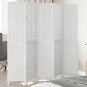 Sobna pregrada s 5 panela bijela od masivnog drva paulovnije 40 x 200 cm