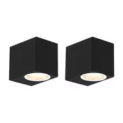 Set 2 sodobnih stenskih svetilk črne barve IP44 - Baleno