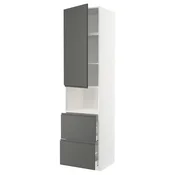 METOD / MAXIMERA Vis.elem.mikrotal. s vratima/2fioke, bela/Voxtorp tamnosiva, 60x60x240 cm