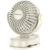 Awei F45 Mini namizni ventilator s sponko 1200mAh bele barve