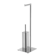FELIX toilet paper holder with toilet brush, square, chrome - Chrome - 200x698x200 mm - Gedy - INSIA - 120 - Iz nerjavečega jekla - Nosilec toaletnega papirja - Kvadratni - 200 - 698 - 200 - 14