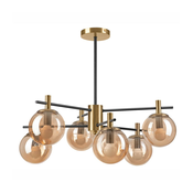 Luster na šipci LILOU 6xE14/5W/230V zlatna/crna/zadimljeno bež