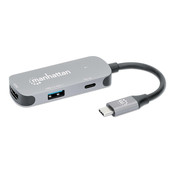 Priklopna postaja MANHATTAN 3-v-1 USB-Cv HDMI sive barve