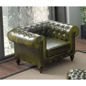Casa Padrino luxury Chesterfield faux leather armchair green/dark brown 115 x 90 x H. 75 cm - Living room sofa - Living room furniture - Luxury furniture - Luxury living room furnishings