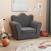 Vidaxl vidaXL Otroški kavč z ležiščem, antracit, mehak pliš