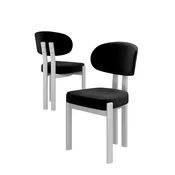 Hanah Home set trpezarijskih stolica Dore 6 kom, crna tkanina Babyface, bele metalne noge