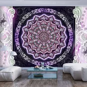 Samoljepljiva foto tapeta - Round Stained Glass (Violet) 441x315